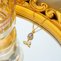 Zircon tulip necklace with titanium steel chain and copper-plated gold flower pendant in C383 gold colours