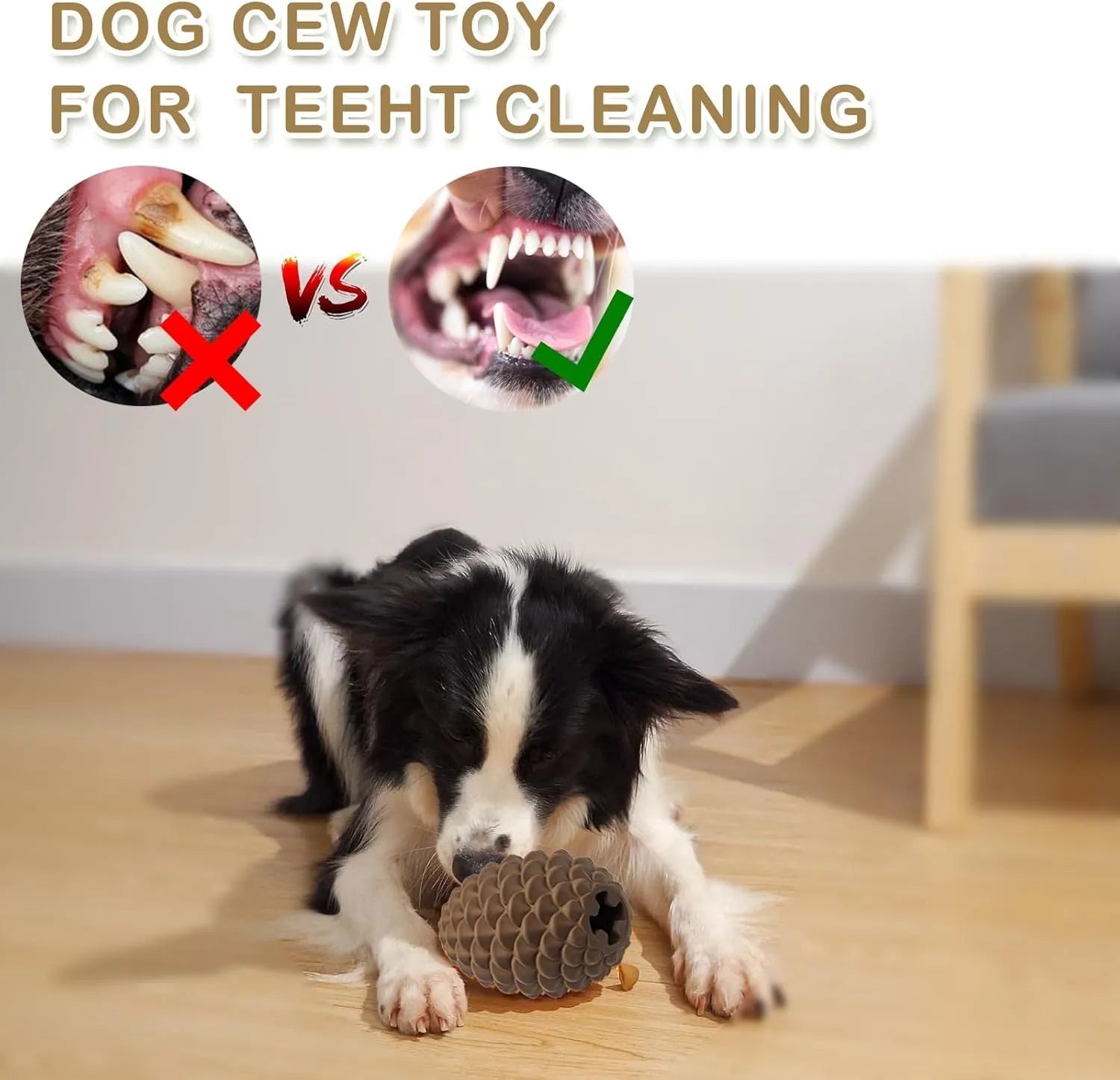 Natural rubber pine cone shaped dog chew toy with treat dispenser for large dogs