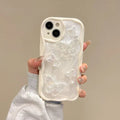 Three-dimensional butterfly phone case in transparent silicone with raised epoxy decoration for iPhone