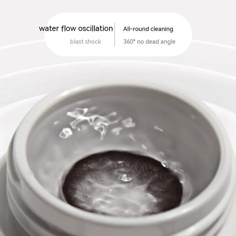 Automatic ultrasonic glasses cleaning machine in pearl white, blue, or pink, showing compact 85mm plastic unit.