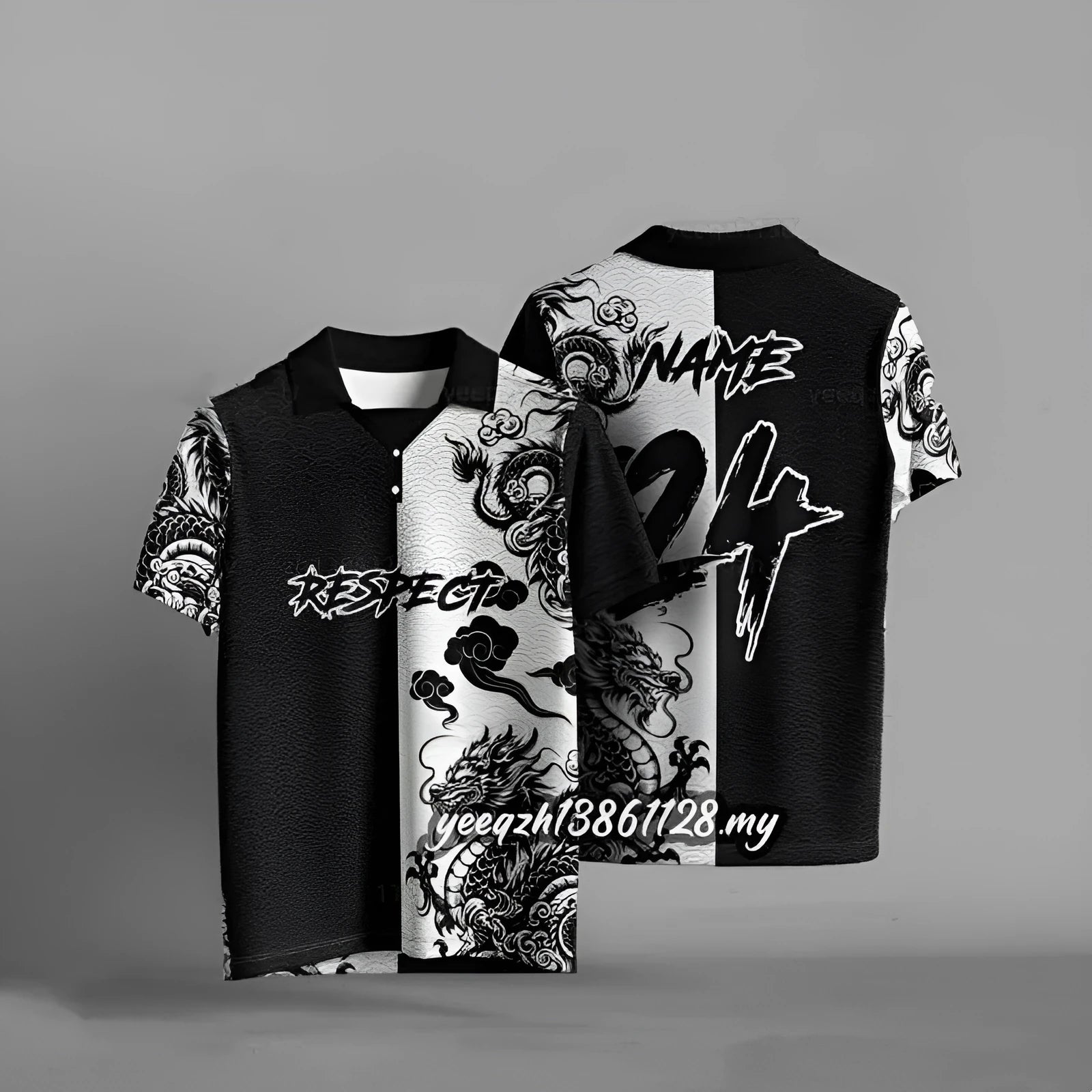 Black loose-fit short sleeve t-shirt with a 3D digital printed design on the front.