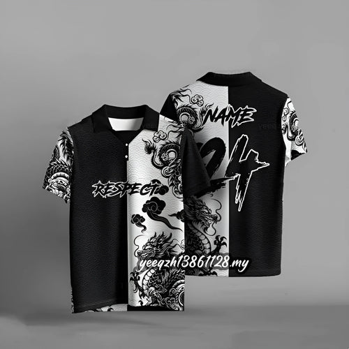 Black loose-fit short sleeve t-shirt with a 3D digital printed design on the front.