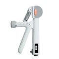 Adjustable spring grip hand trainer in ABS plastic for fitness and therapeutic massage applications