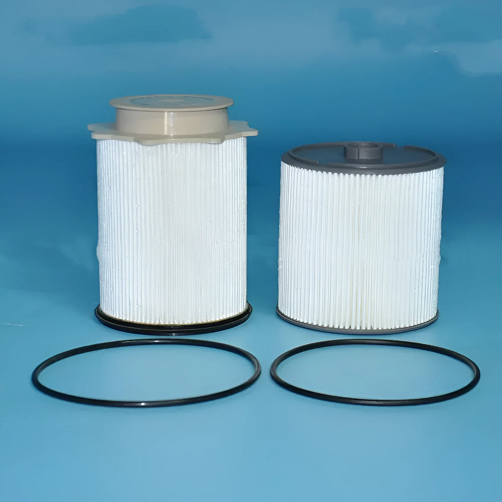 RAM 1500-5500 fuel filter kit showing white diesel filter and oil-water separator element