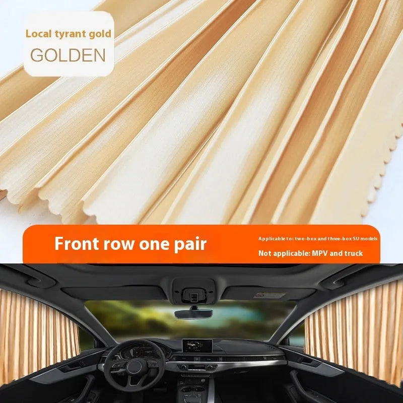 Car magnetic sunshade polyester four-piece set in silver colour for full car window coverage