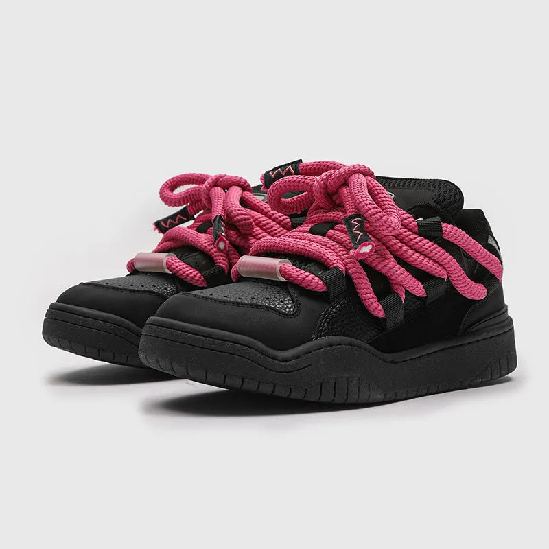 Casual thick sole shoes in four colours with rubber soles and lace-up design
