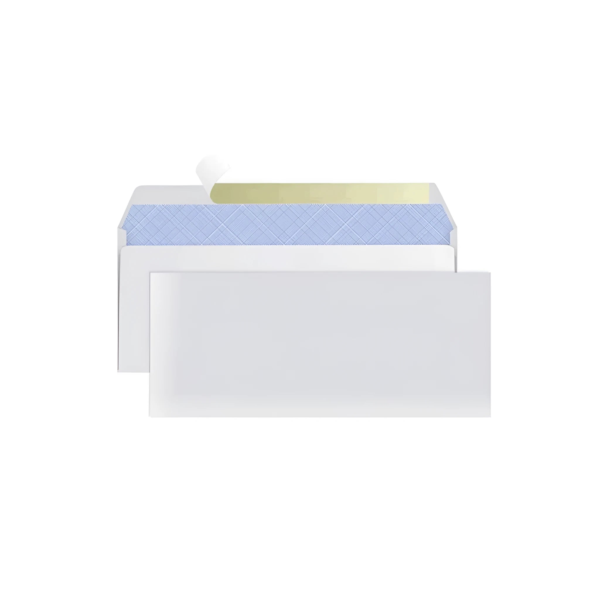 Blue tamper-evident confidential envelope with self-adhesive strip, dimensions 105mm by 240mm.