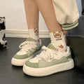 Green women's casual flat shoes with PU mesh uppers and non-slip soles