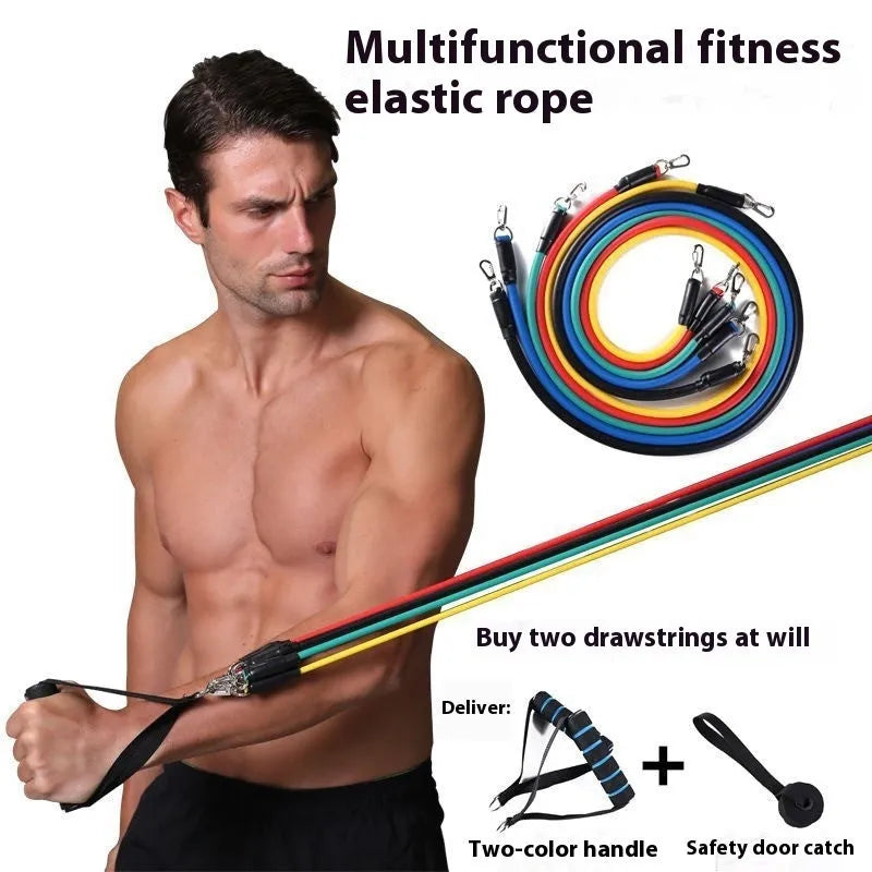Door sports pulling rope set with big and small hook options in ABS material for home fitness training