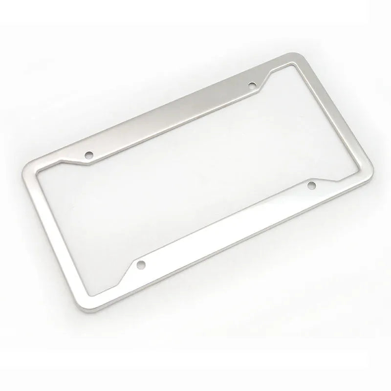 Aluminium alloy license plate frame in black, silver, and grey finishes, dimensions 200x150mm.