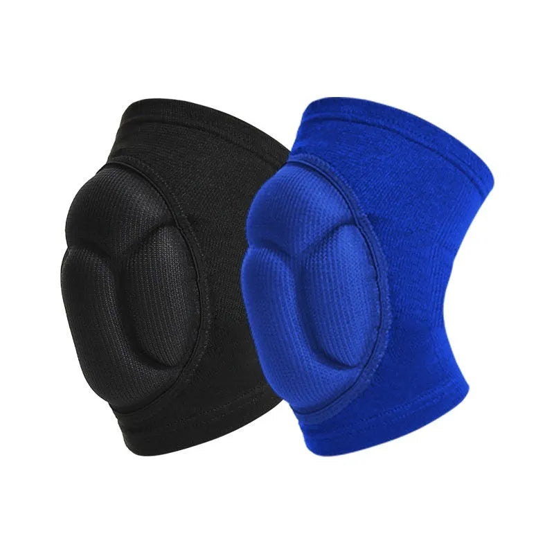 Black and blue thick sponge kneepad for dance and volleyball sports protection.