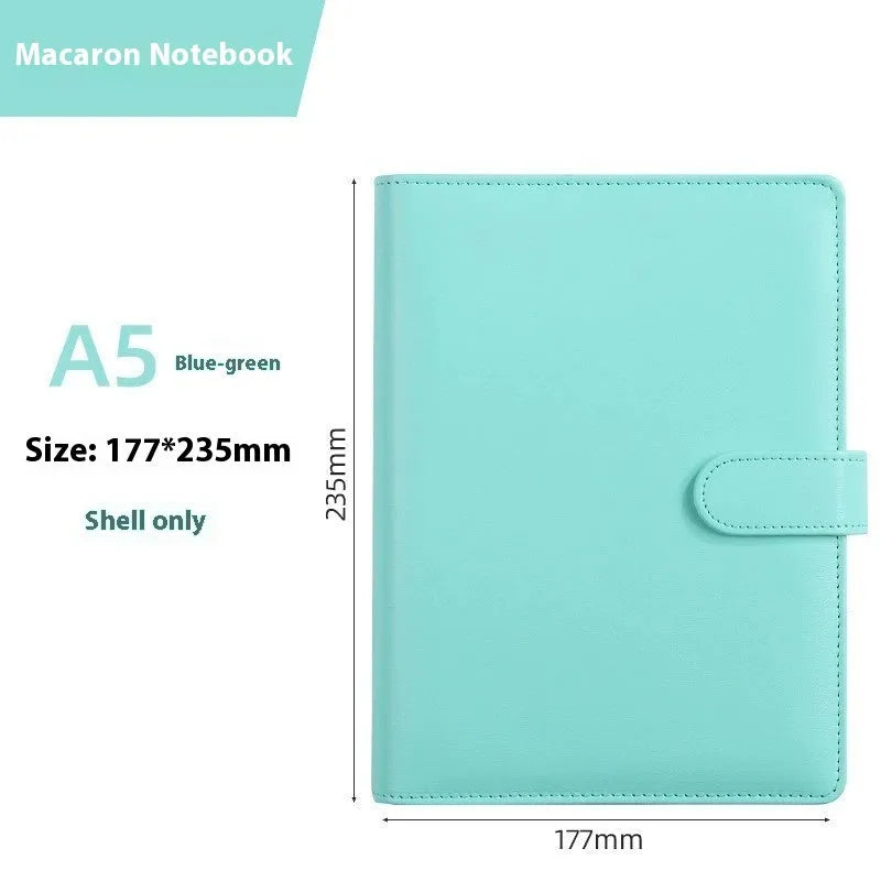 A5 PU leather zipper binder notebook shell in a solid colour.