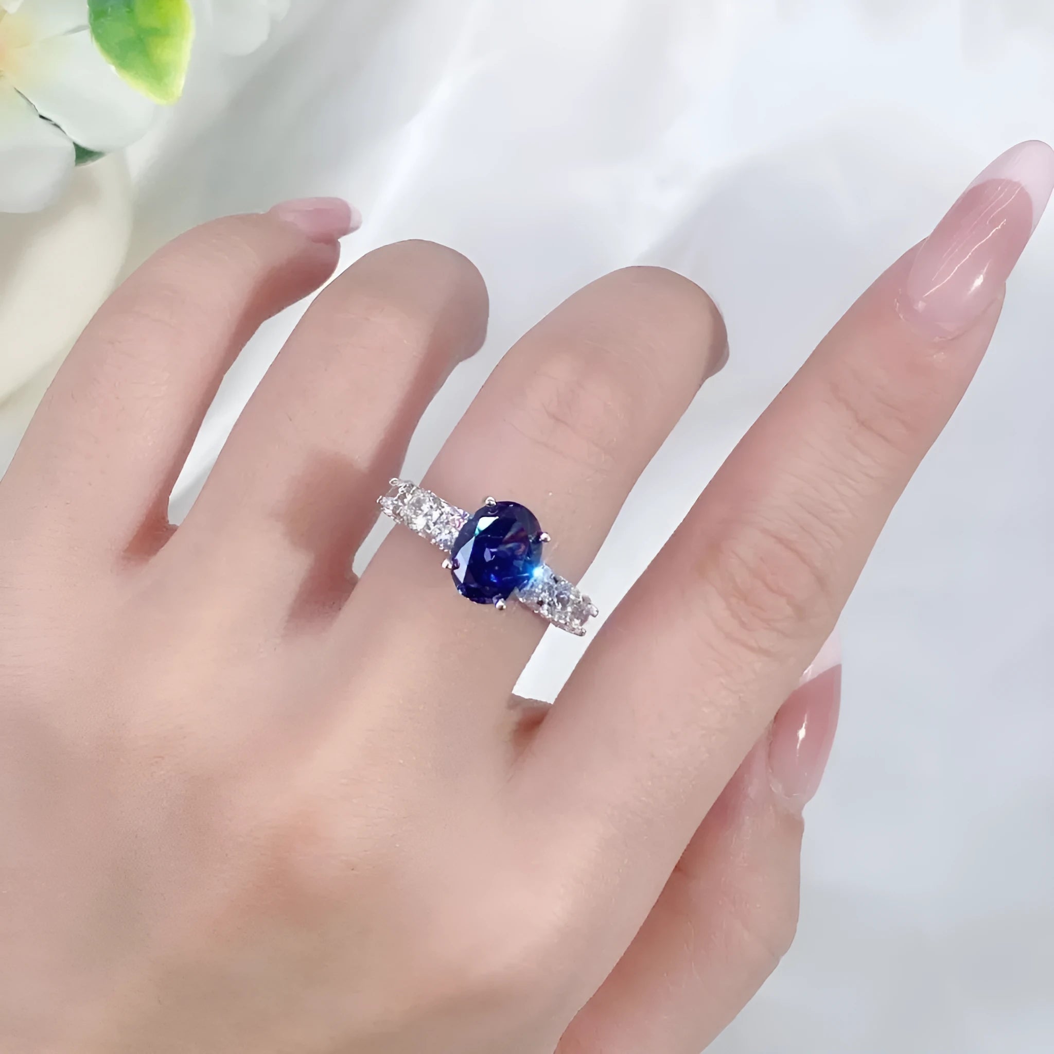 Heart-shaped sterling silver ring with a detailed ice flower cut colour zircon centre stone.