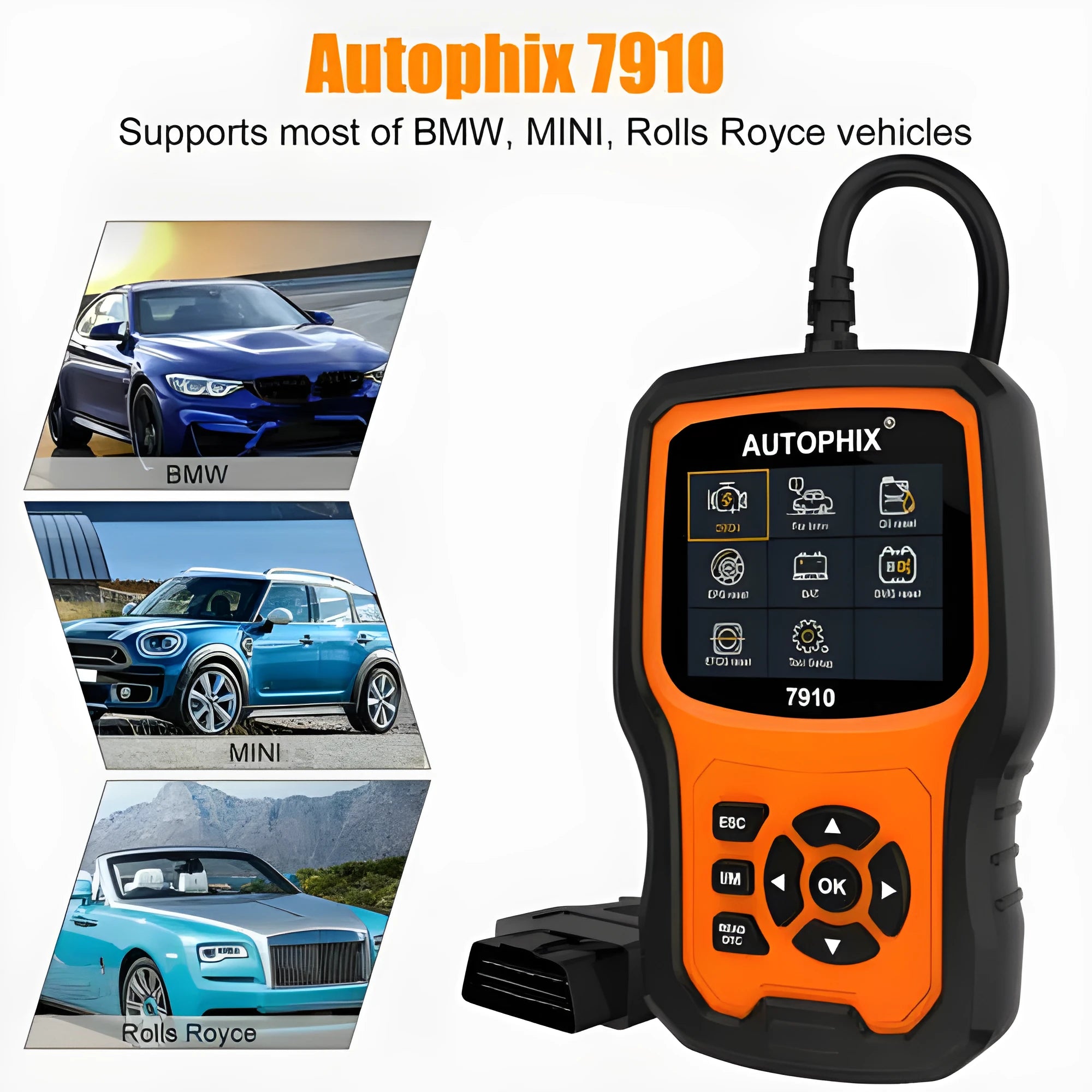 Autophix 7910 handheld automotive diagnostic scanner and OBD2 code reader tool.