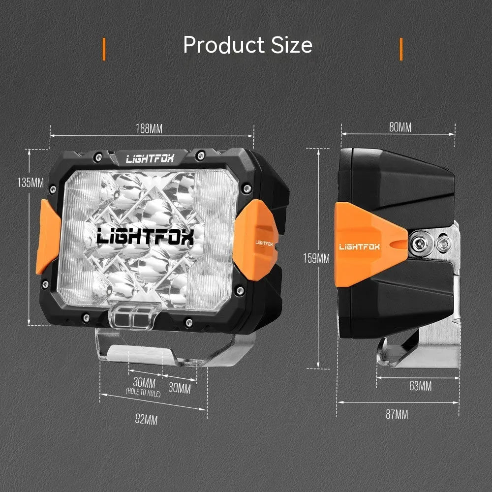 Pair of universal LED front bumper lights with aluminium housing for off-road vehicles