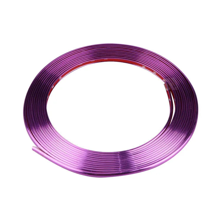 Electroplated purple PVC wheel trim protection strip on 8 metre roll for car wheels
