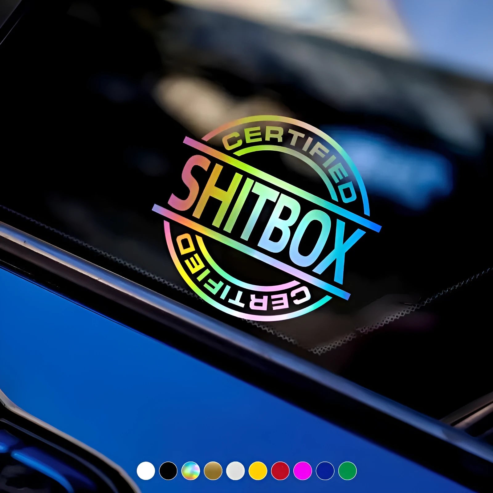 13x12cm creative vinyl car body sticker shown in multiple colour options on a vehicle door