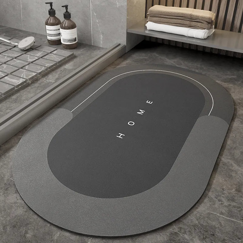 Blended fabric bathroom floor mat in oval and rectangle styles showing Lake Baikal colour options