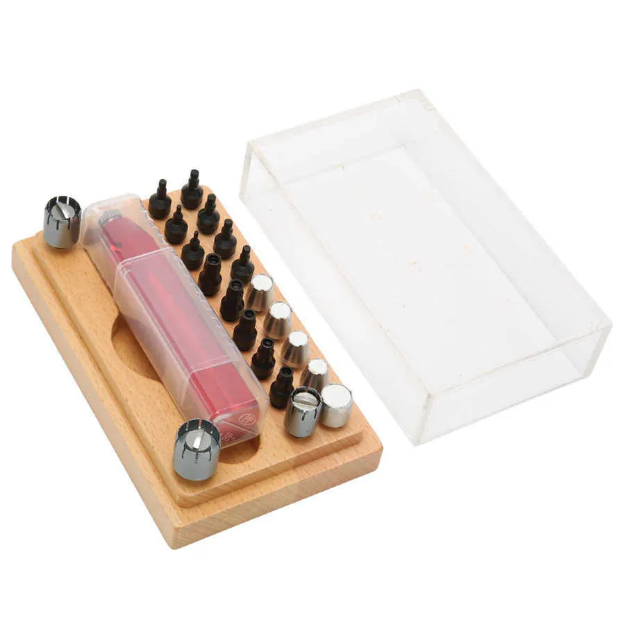 Set of 20 steel watch repair barrel opening extractor tools in a kit
