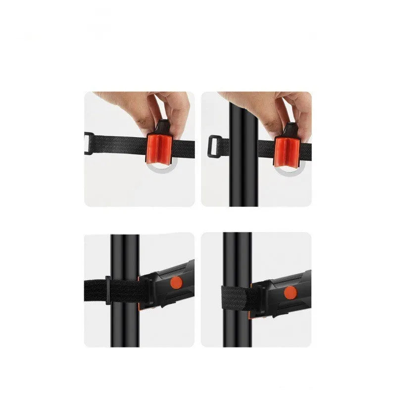 USB-charging waterproof bicycle rear taillight in blue, pink, red, white, or yellow colour options