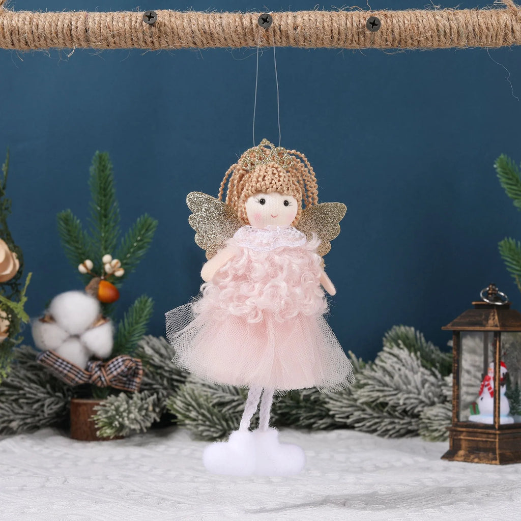Cartoon angel cloth pendant for high ponytail hair in Christmas colours