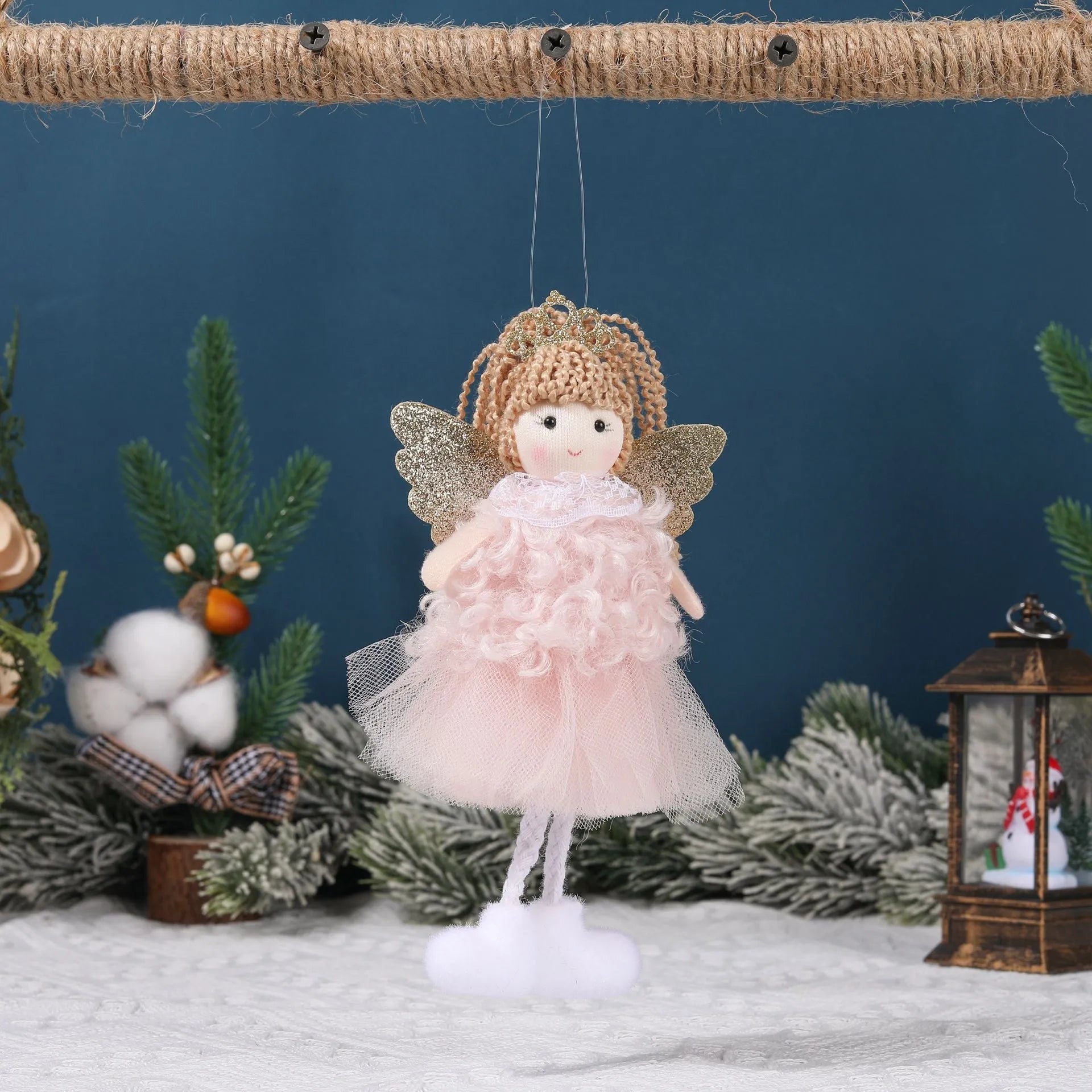 Cartoon angel cloth pendant for high ponytail hair in Christmas colours