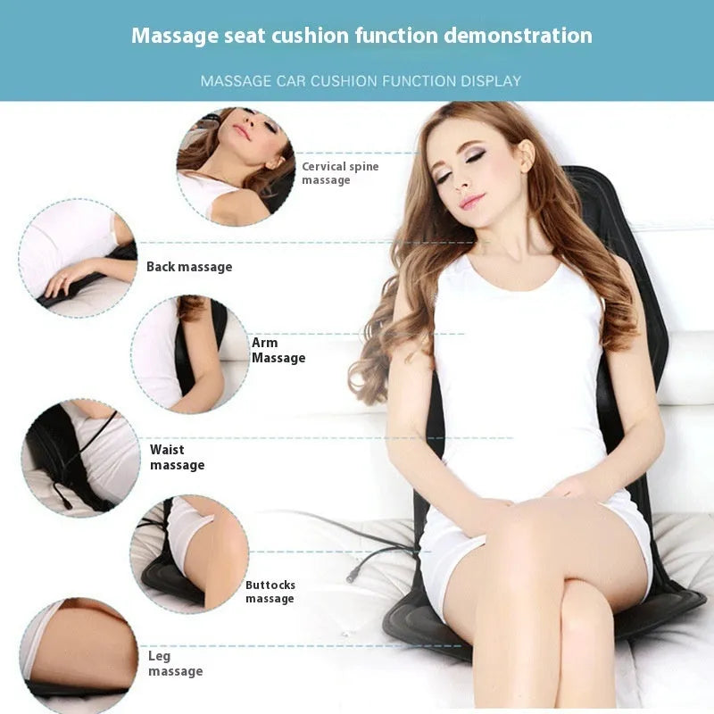 Black infrared heating massage mat with AC power cord and adjustable speed controls for physiotherapy use