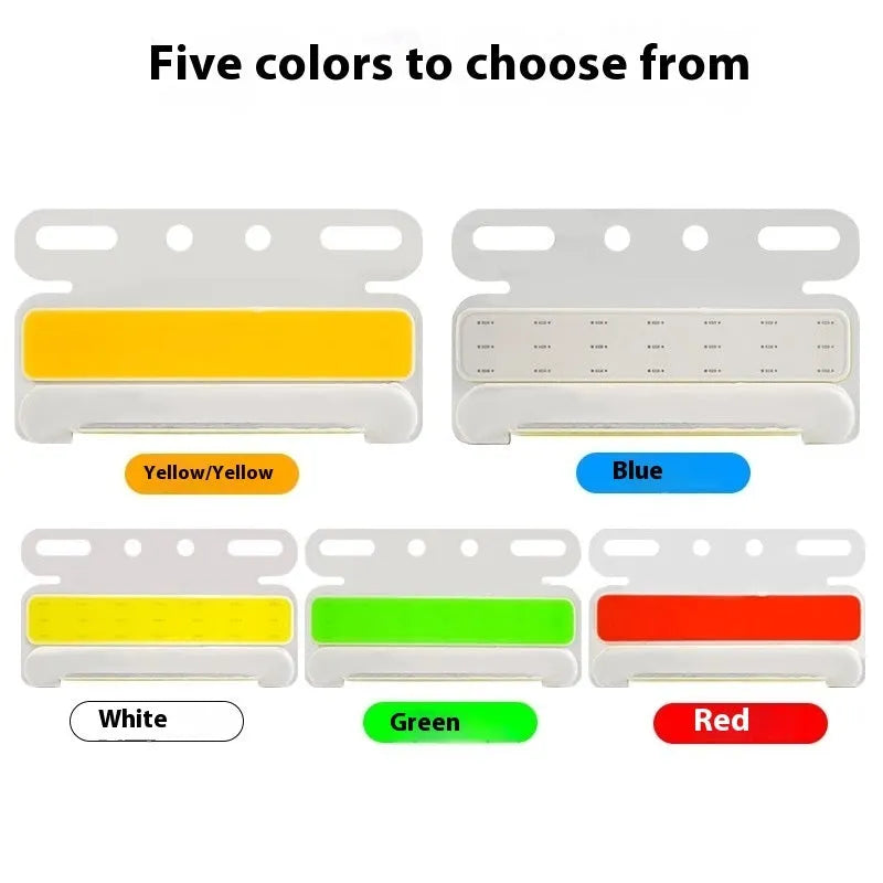Waterproof aluminium alloy COB LED side light for 12v and 24v trucks in red, yellow, green, blue, or white.