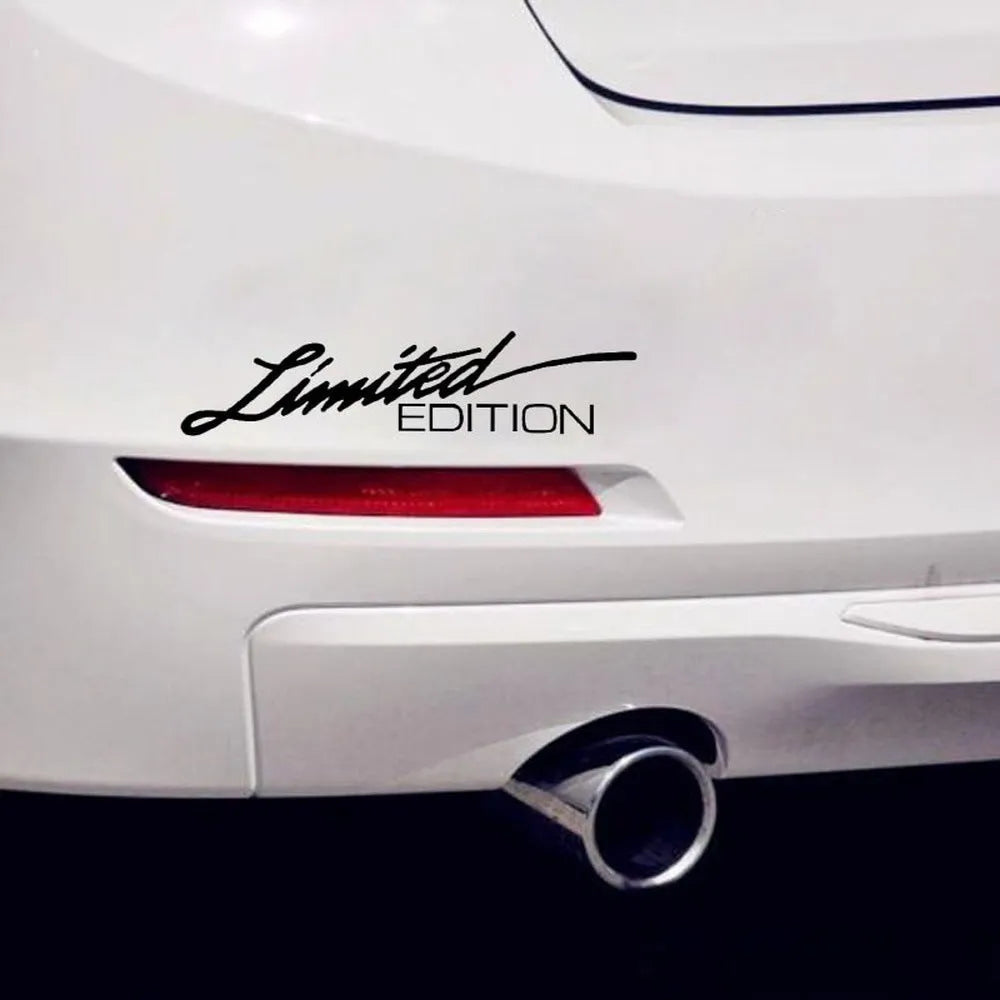 Reflective British style bumper sticker on car, showing black, white and colourful options.