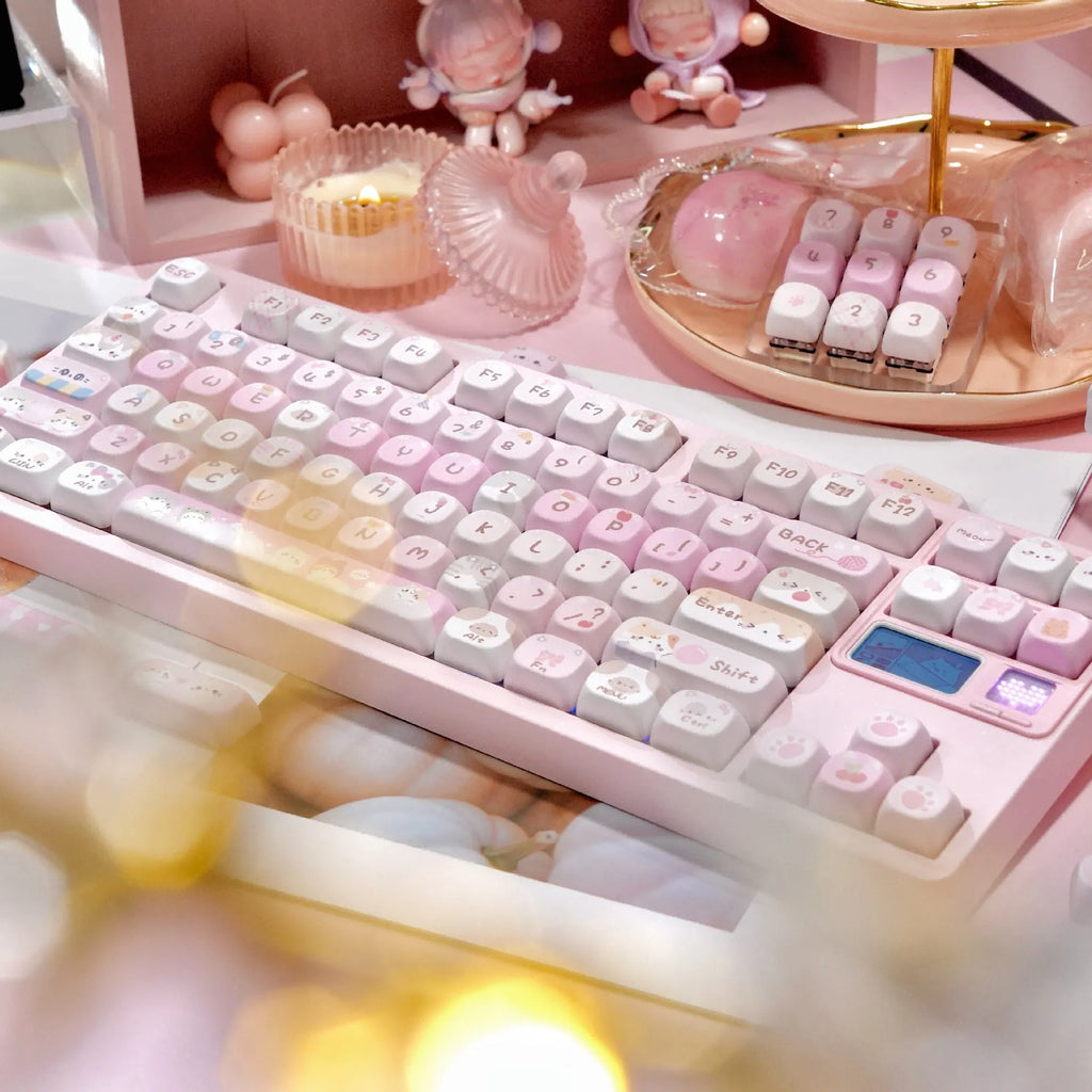 MOA height pink cartoon sublimation keycaps for mechanical keyboards