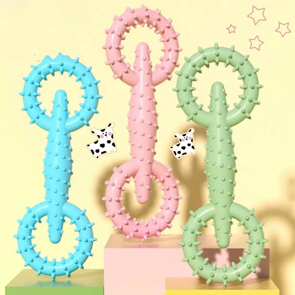Blue TPR dog chew toy ring with board-like surface for safe canine chewing