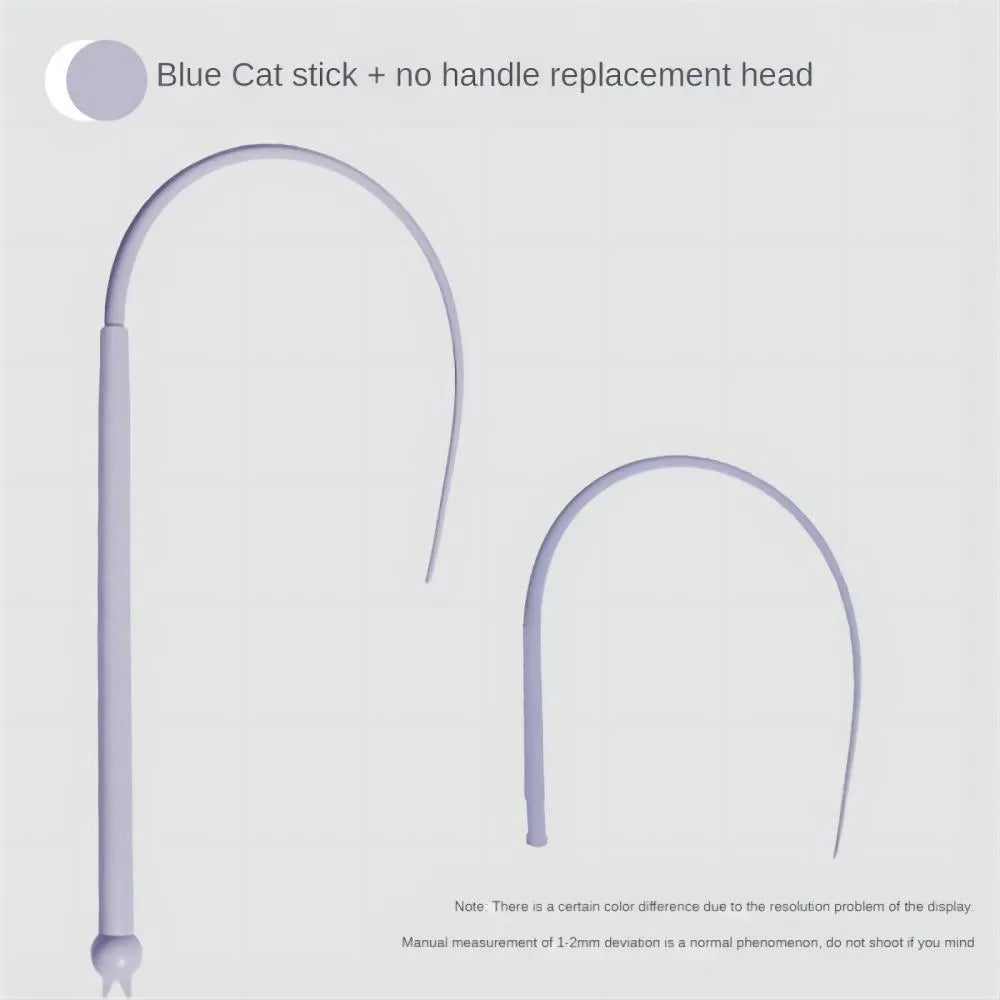 Simulated mouse tail cat toy with blue silicone tail and cat head design for interactive play