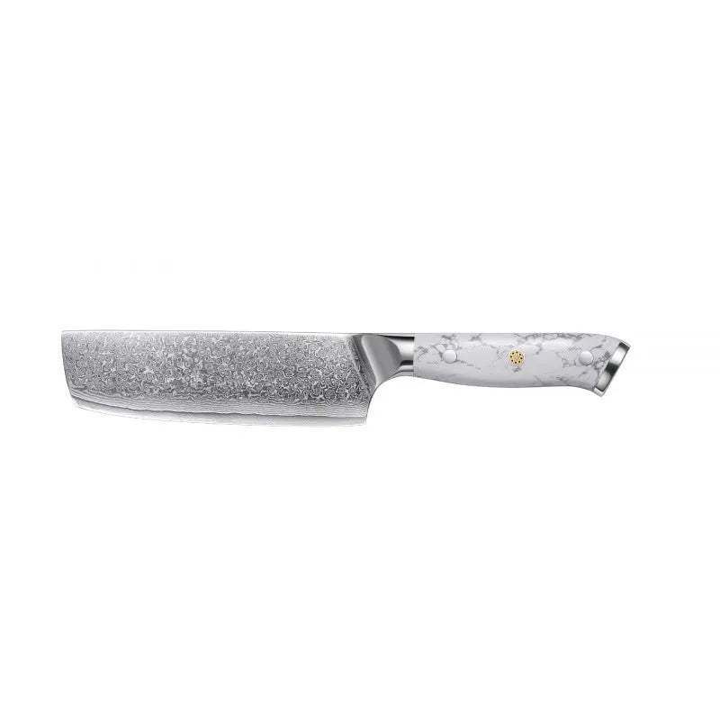 Damascus pattern VG10 steel chef's knife with 21cm blade and 11cm handle, total length 32cm