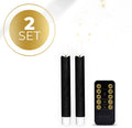 Black LED taper candle with realistic 3D flame effect, 18cm height