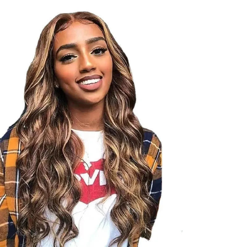 Front lace wig with African black gradient colour and big wave texture, showing length options