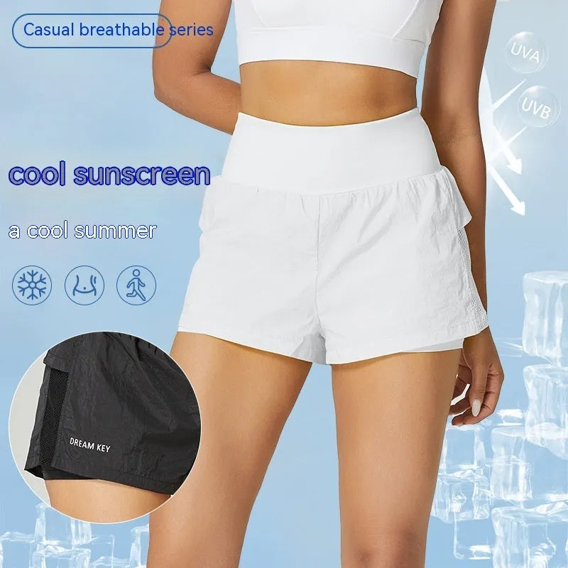 Women's cotton blend loose fit quick-dry sports shorts in multiple colours on size chart