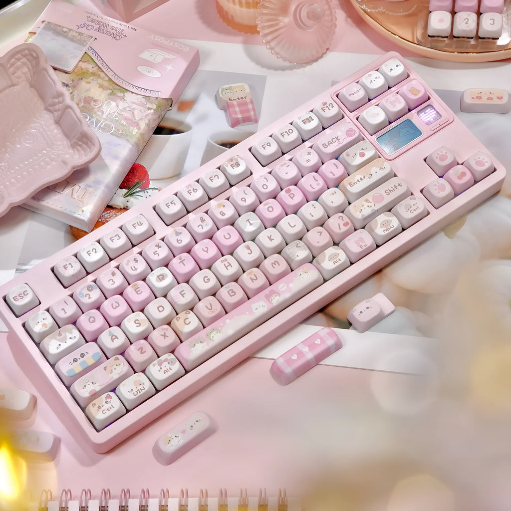 MOA height pink cartoon sublimation keycaps for mechanical keyboards