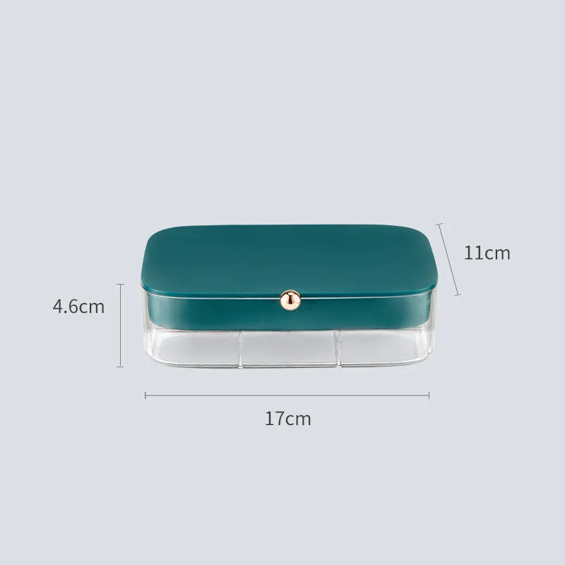 Modern minimalist jewelry storage box with multi-layer compartments measuring 17×11×4.6cm