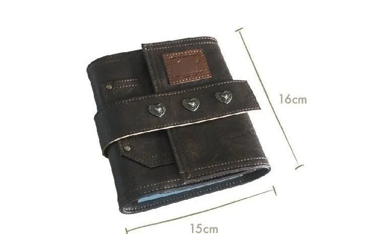 Brown retro leather buckle notebook with A7 size and loose-leaf binding