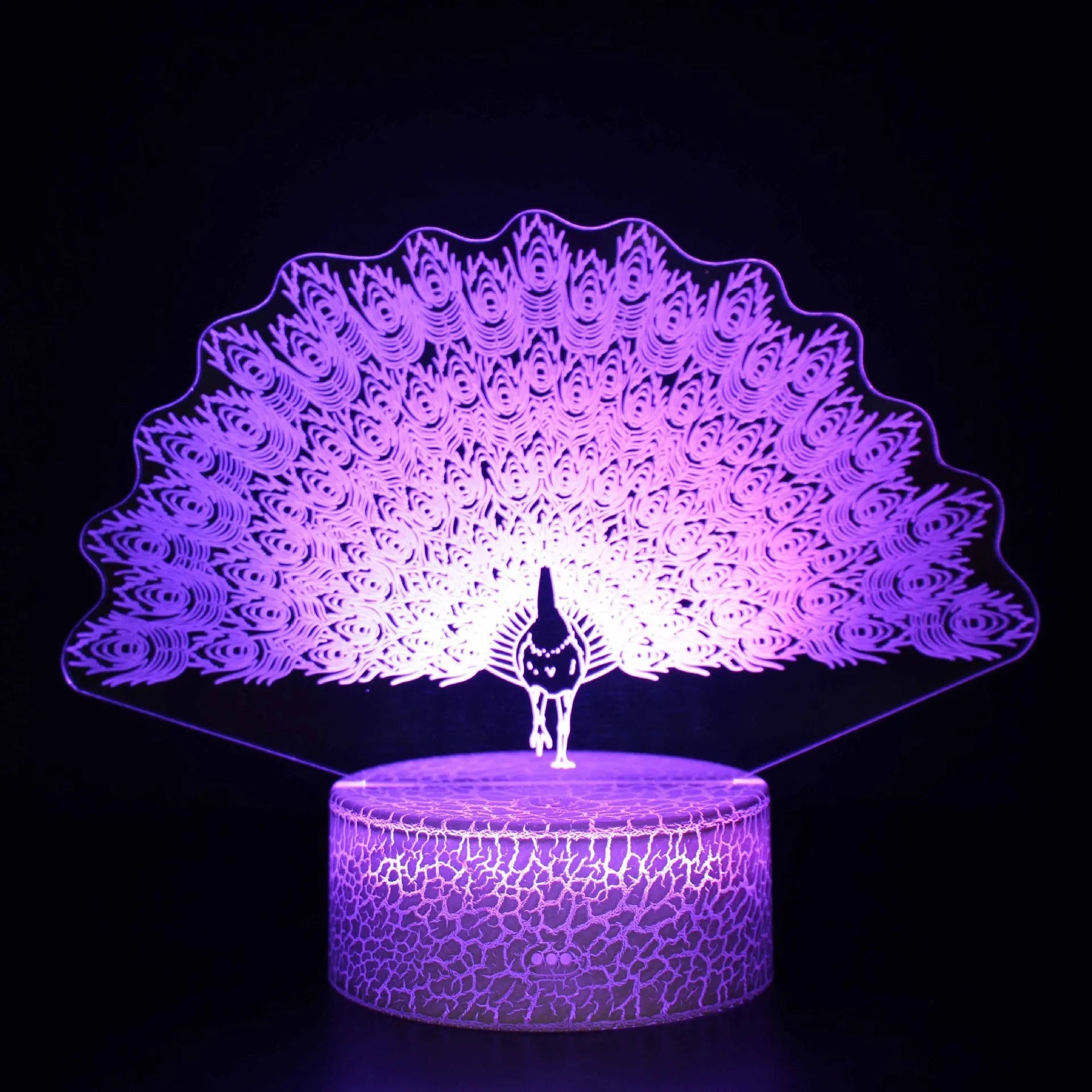 Acrylic 3D touch USB table lamp with colourful LED effects and crack base design