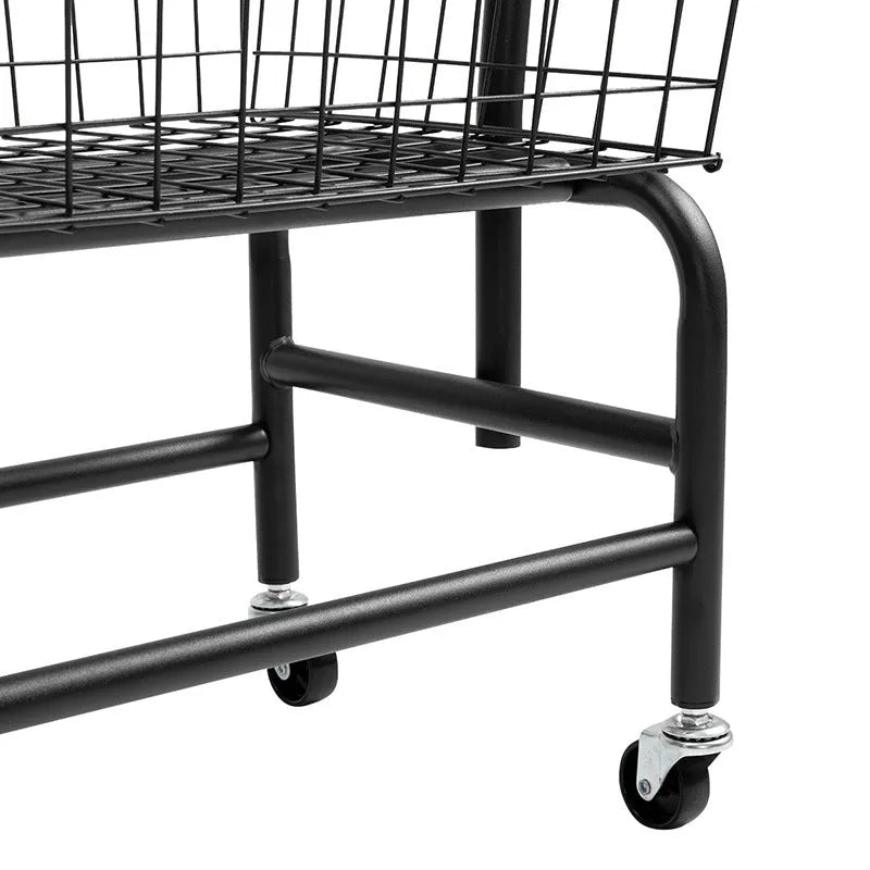 White iron pulley storage car with single rod for hanging clothes on hangers