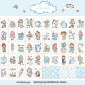Hand-drawn heart stickers with cartoon characters for notebooks and screen protectors
