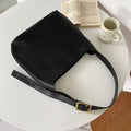 Soft PU leather shoulder bag with swing threads decoration in black or brown colour