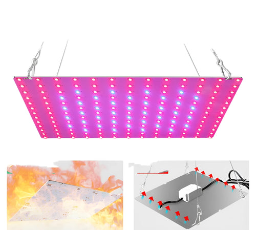 Silver aluminium D-section LED plant grow light with a black hanging hook, for indoor fruits and vegetables.
