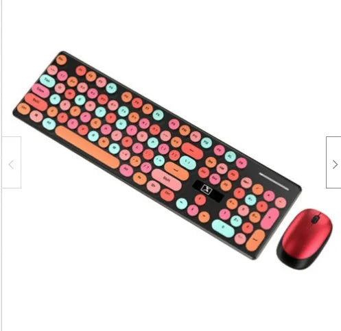 Wireless yellow keyboard and mouse set with backlight feature on desk