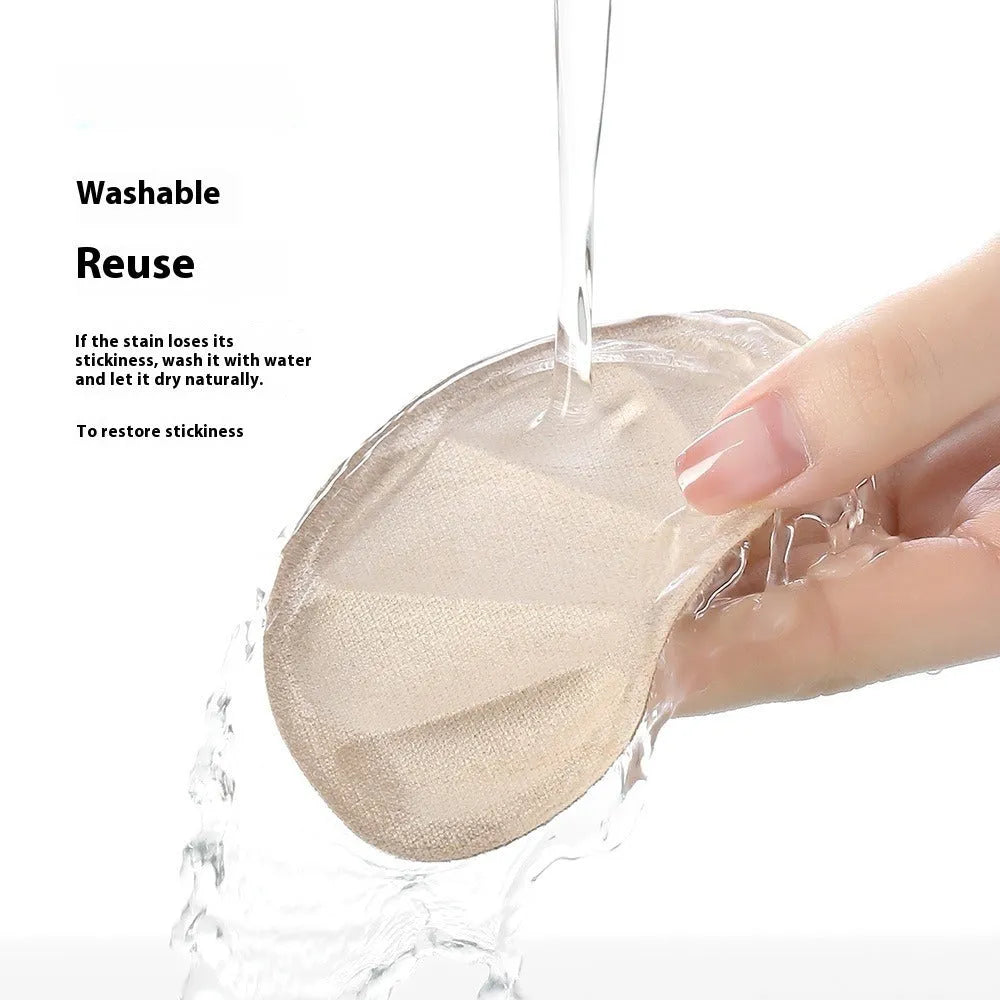 Three pairs of camel colour adhesive heel cushion pads with suede surface measuring 9.3cm by 6cm