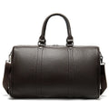 Men's black leather tote bag with single strap showing top-layer cowhide texture and generous capacity