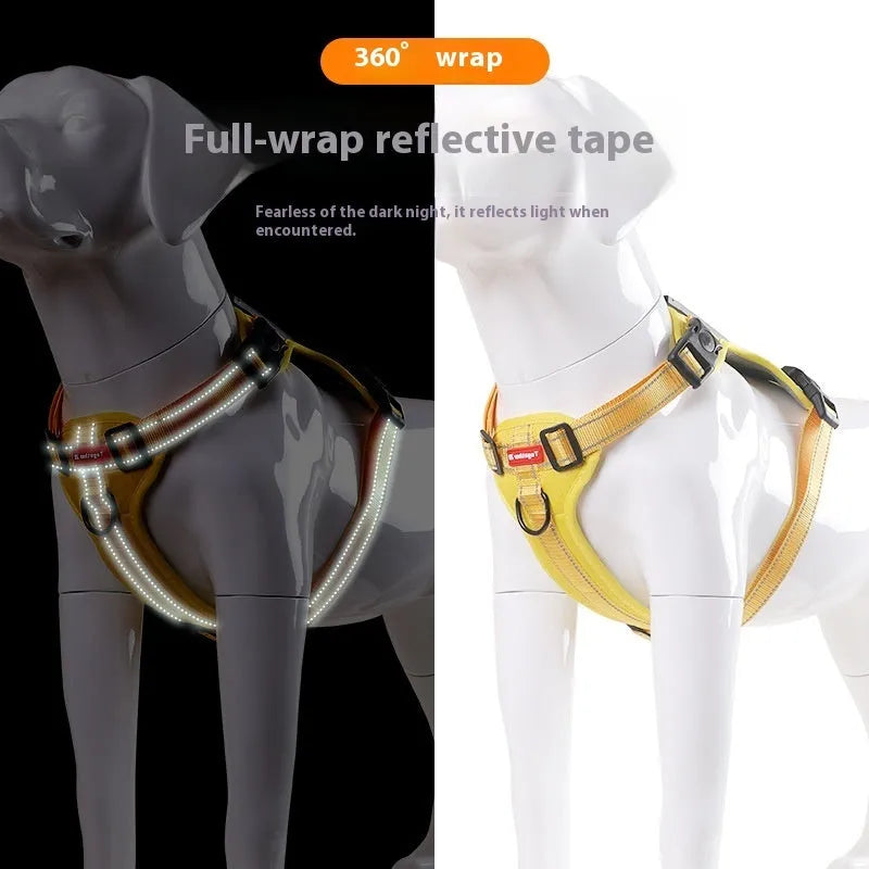 Polyester dog harness in multiple colours with chest attachment for secure walking control