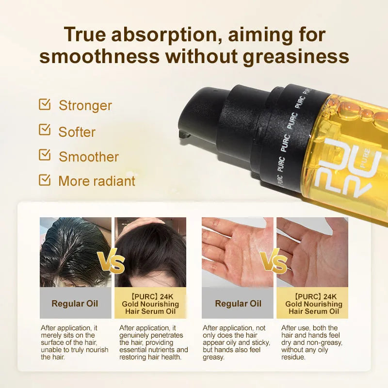 Yellow 50ml hair essential oil bottle for curly hair repair and scalp care