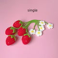 Handmade wool crochet woven strawberry pendant on 35cm cord, available in red or pink colours